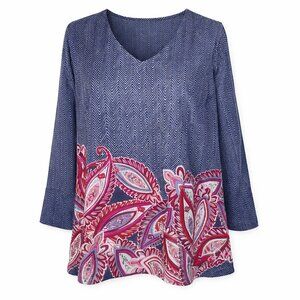 NWT AVENUE Black Floral Top Blouse Size 22/24